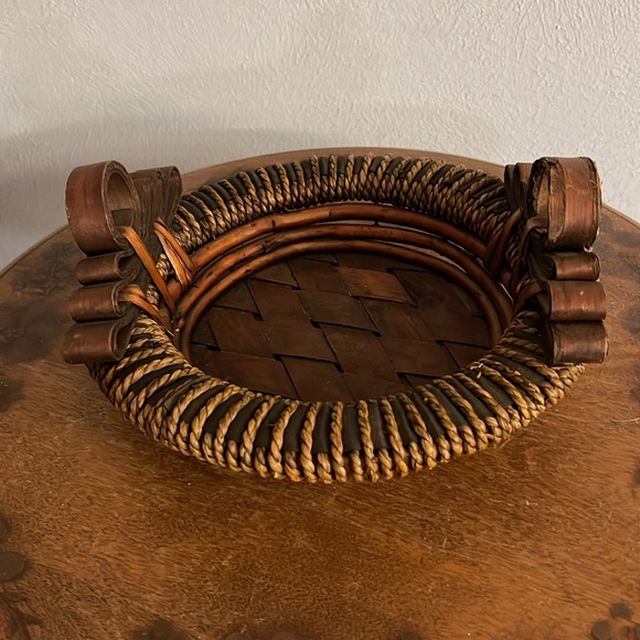 Rustic Barn Ranch | Accents | Lattice Surface Bamboo Tray Leather ...